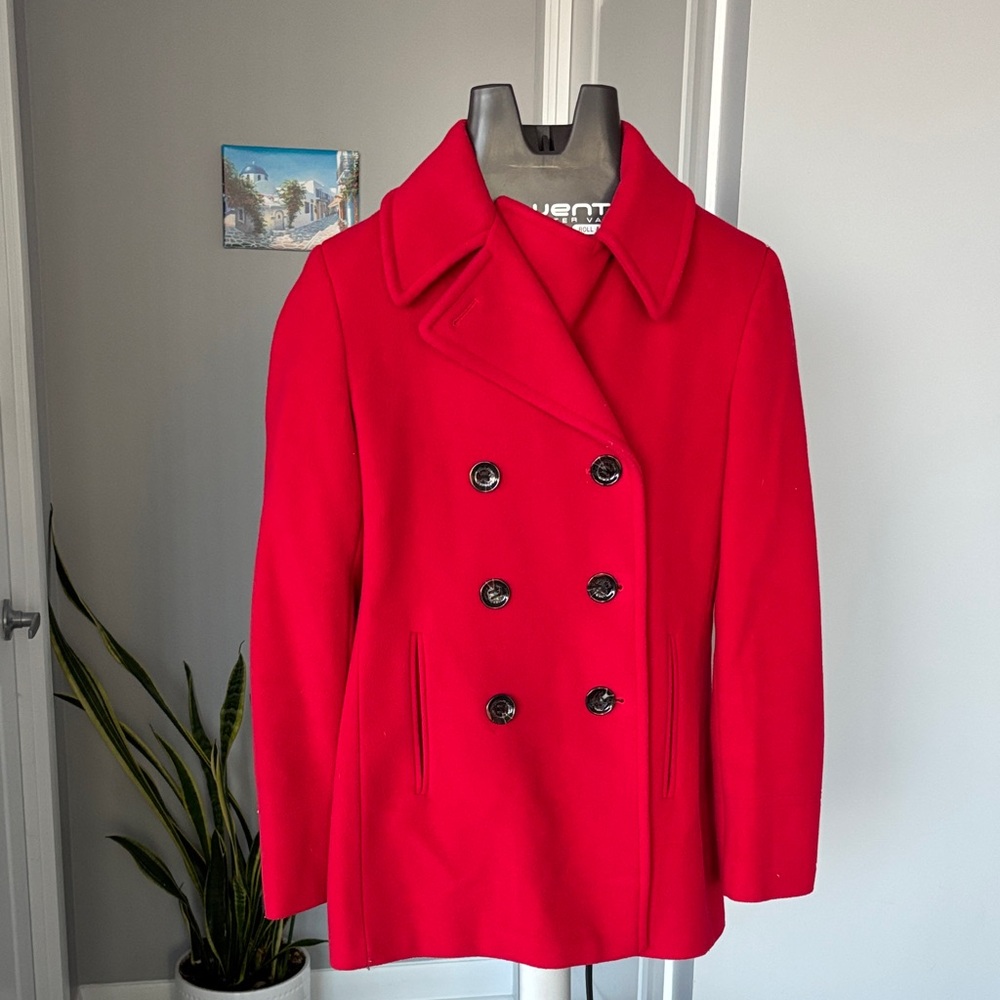 Calvin Klein Vibrant Red Pea Coat